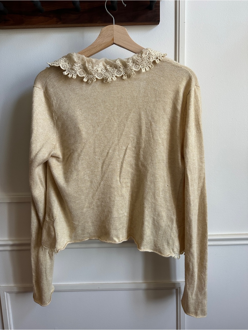 Ann Taylor Lace-Trim Open Crop Cardigan - Picture 4 of 4